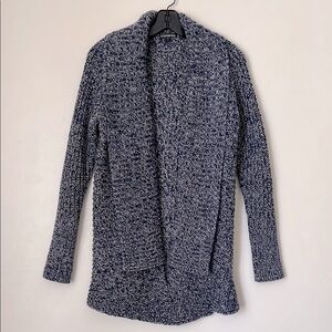 Express Open Cardigan Sweater Blue White Small